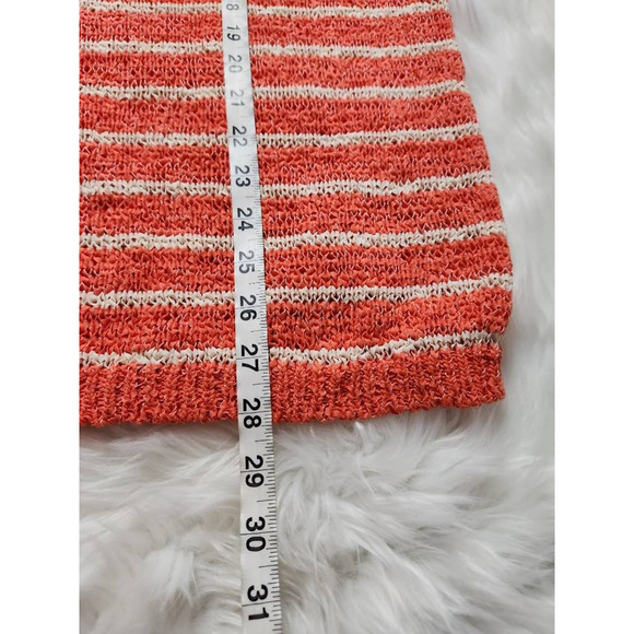 Jones New York Womens Pullover Sweater Orange Stripe 3/4 Sleeve Textured Plus 3X - Picture 4 of 6